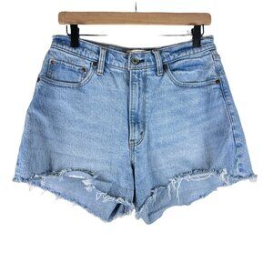 Abercrombie & Fitch Light Wash Curve Love 90s Relaxed Cutoff Shorts